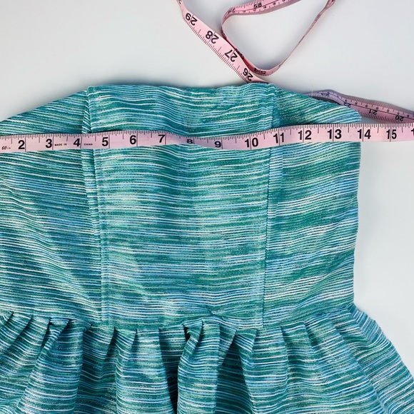 NWT Minuet Blue Teal Sparkle Tinsel Fit & Flare Strapless Mini Dress - Picture 15 of 16